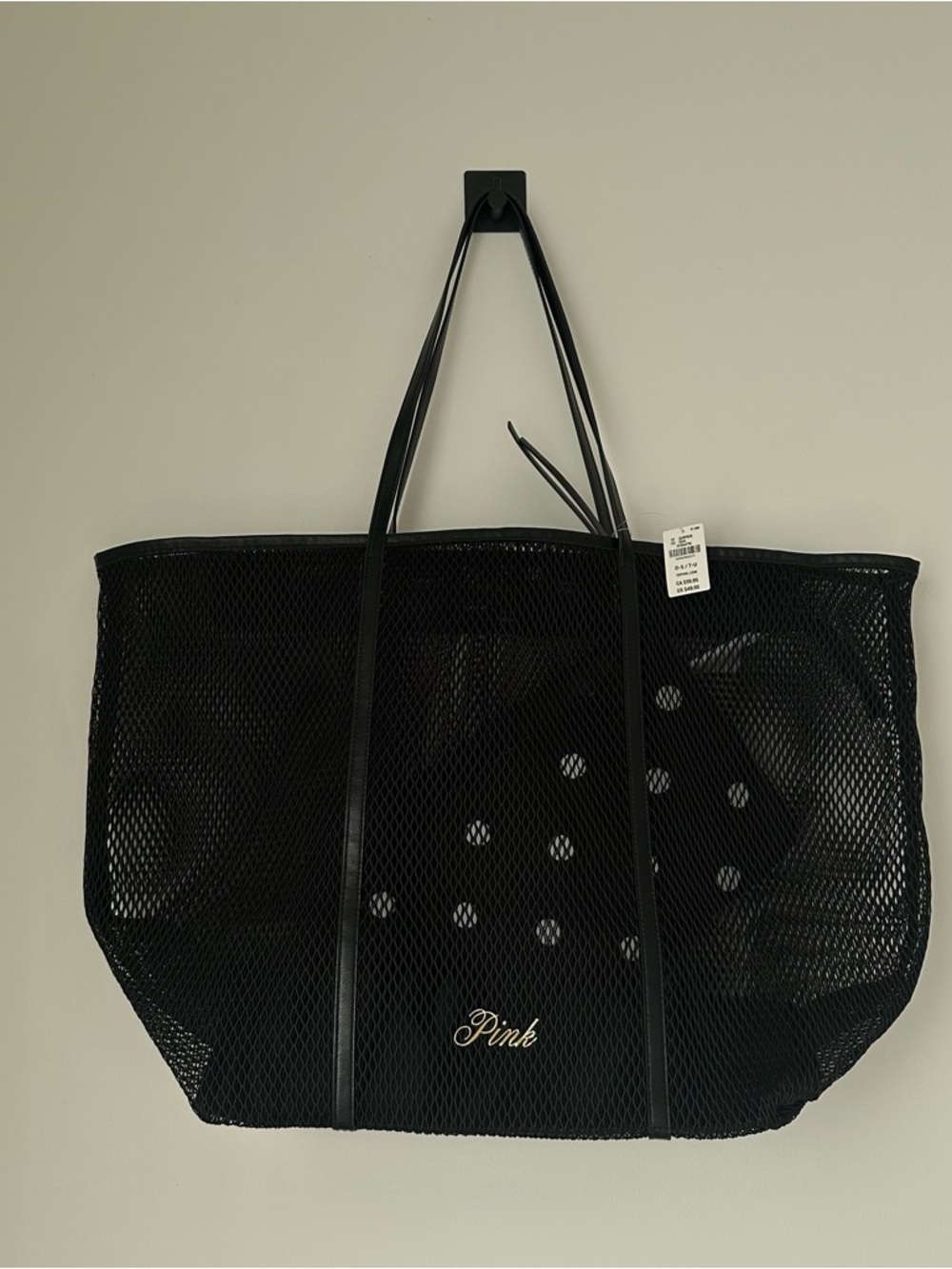 PINK Victoria's Secret Black Mesh Tote Bag